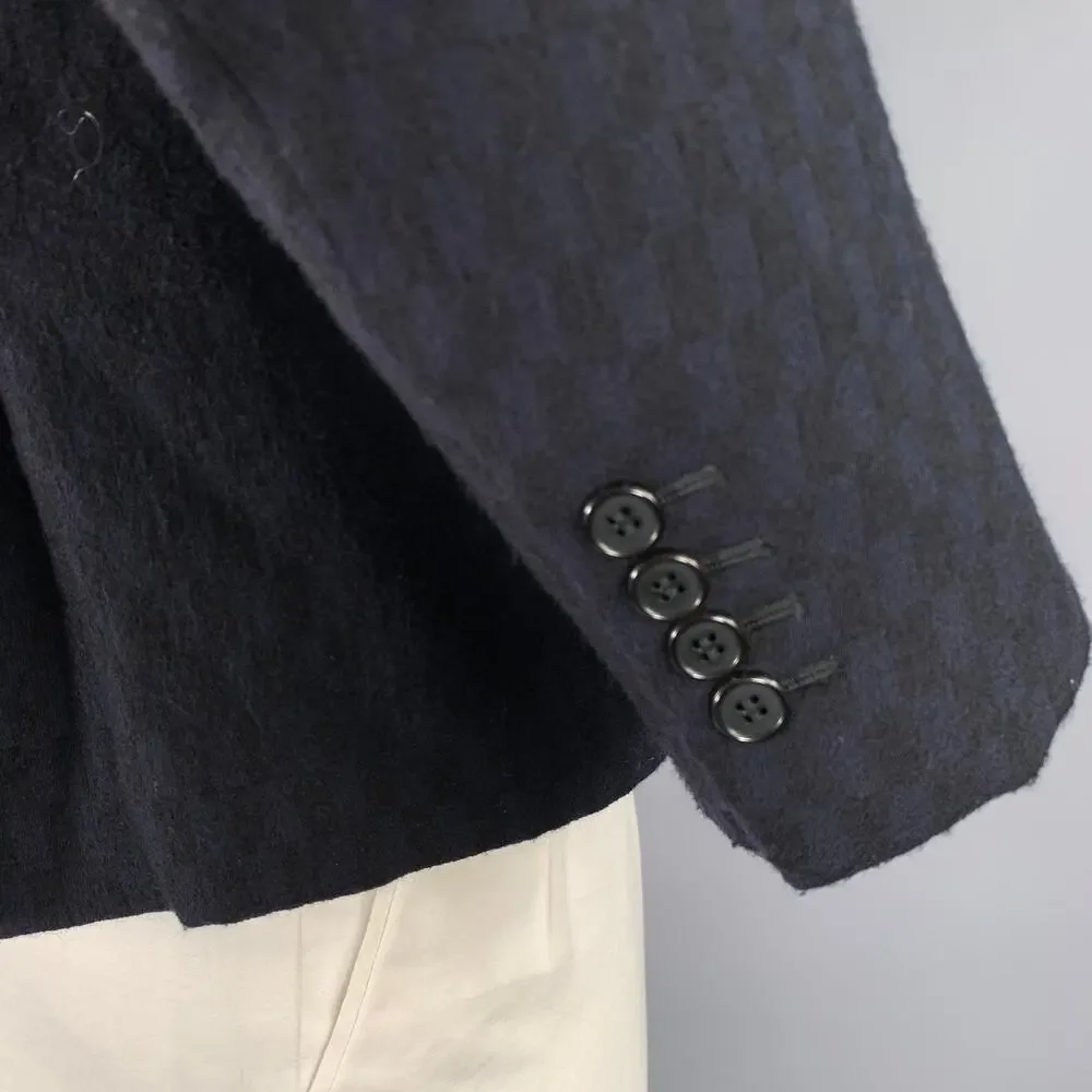 MARNI Chest Size 42 Navy Geometric Wool Notch Lapel Sport Coat